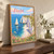 Etretat Porte d'Aval arch full-bleed print styled in Original angled oak-console; frame and props not included