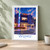 Wuhu city view bordered print styled in White frame / sage wall; frame and props not included