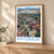Baturaja city view bordered print styled in Light oak-console; frame and props not included