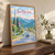 San Pedro Sula city view full-bleed print styled in Original angled oak-console; frame and props not included