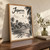 Jepara city view full-bleed print styled in Original angled oak-console; frame and props not included