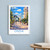 Omsk city view bordered print styled in White frame / blue sitting room; frame and props not included