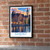 Ghent Graslei waterfront bordered print styled in Black frame / exposed brick; frame and props not included