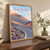 Lanzarote Timanfaya volcanic ridges full-bleed print styled in Original angled oak-console; frame and props not included