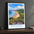 Rhossili Bay from the headland bordered print styled in Black frame / charcoal wall; frame and props not included