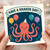 Funny Birthday Card - Have a Kraken Day - Cute Octopus with Balloons, Party Hat and Ocean Theme Pun