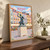 Warsaw Old Town Market Square full-bleed print styled in Original angled oak-console; frame and props not included