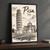 Leaning Tower from Piazza dei Miracoli full-bleed print styled in Black frame / charcoal wall; frame and props not included