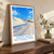 White Sands gypsum dunes bordered print styled in Original angled oak-console; frame and props not included