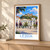 Leiria city view bordered print styled in Light oak-console; frame and props not included