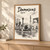 Damascus city view full-bleed print styled in Light oak-console; frame and props not included