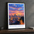 Balneário Camboriú city view bordered print styled in Black frame / charcoal wall; frame and props not included