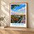 Darwin city view bordered print styled in Light oak-console; frame and props not included