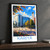 Kariya city view bordered print styled in Black frame / charcoal wall; frame and props not included