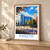 Kariya city view bordered print styled in Light oak-console; frame and props not included