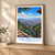 Taunggyi city view bordered print styled in Light oak-console; frame and props not included