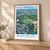 Barishal city view bordered print styled in Light oak-console; frame and props not included