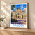 Oradea city view bordered print styled in Light oak-console; frame and props not included
