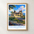Payakumbuh city view bordered print styled in Front oak frame - corrected opening; frame and props not included