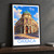 Oaxaca city view bordered print styled in Black frame / charcoal wall; frame and props not included