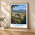Harar city view bordered print styled in Light oak-console; frame and props not included