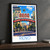 Reno city view bordered print styled in Black frame / charcoal wall; frame and props not included