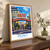Reno city view bordered print styled in Original angled oak-console; frame and props not included