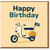 Happy Birthday Card - Retro Scooter Illustration with Flag, Vintage Moped Design, Cute Travel-Themed Greeting for Motorbike Fans, Friends and Family