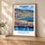 Haifa city view bordered print styled in Light oak-console; frame and props not included