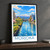 Morioka city view bordered print styled in Black frame / charcoal wall; frame and props not included