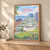 Halifax city view full-bleed print styled in Light oak-console; frame and props not included