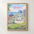 Halifax city view full-bleed print styled in Front oak frame - corrected opening; frame and props not included