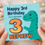 Nephew 3rd Birthday Card - Roarsome Dinosaur Design with Big Number 3 - Cute Age 3 Birthday Card for Nephew