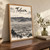 Toluca city view full-bleed print styled in Original angled oak-console; frame and props not included