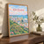 Kota Kinabalu city view full-bleed print styled in Original angled oak-console; frame and props not included