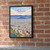 Toluca city view full-bleed print styled in Black frame / exposed brick; frame and props not included