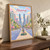 Mississauga city view full-bleed print styled in Original angled oak-console; frame and props not included