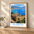 Alanya city view bordered print styled in Light oak-console; frame and props not included