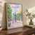 Chelyabinsk city view full-bleed print styled in Original angled oak-console; frame and props not included