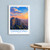 Dandong city view bordered print styled in White frame / blue sitting room; frame and props not included
