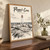 Peggy's Cove Lighthouse full-bleed print styled in Original angled oak-console; frame and props not included
