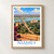Niamey city view bordered print styled in Front oak frame - corrected opening; frame and props not included