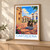Cartagena San Pedro Claver church plaza bordered print styled in Light oak-console; frame and props not included