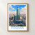 Foshan city view bordered print styled in Front oak frame - corrected opening; frame and props not included