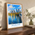 Austin Congress Avenue Bridge skyline bordered print styled in Original angled oak-console; frame and props not included