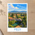 Pécs city view bordered print styled in Unframed sheet - corrected A-series; frame and props not included