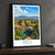 Pécs city view bordered print styled in Black frame / charcoal wall; frame and props not included
