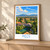 Pécs city view bordered print styled in Light oak-console; frame and props not included