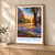 Kramatorsk city view bordered print styled in Light oak-console; frame and props not included