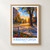 Kramatorsk city view bordered print styled in Front oak frame - corrected opening; frame and props not included